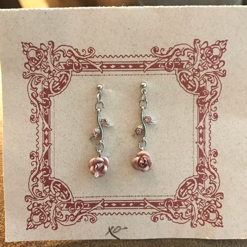New No Tags Giselle Rose Silver Earrings Jewelry